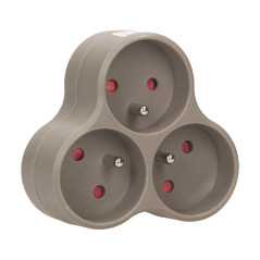 Grenuttag 3x2P+J, grå