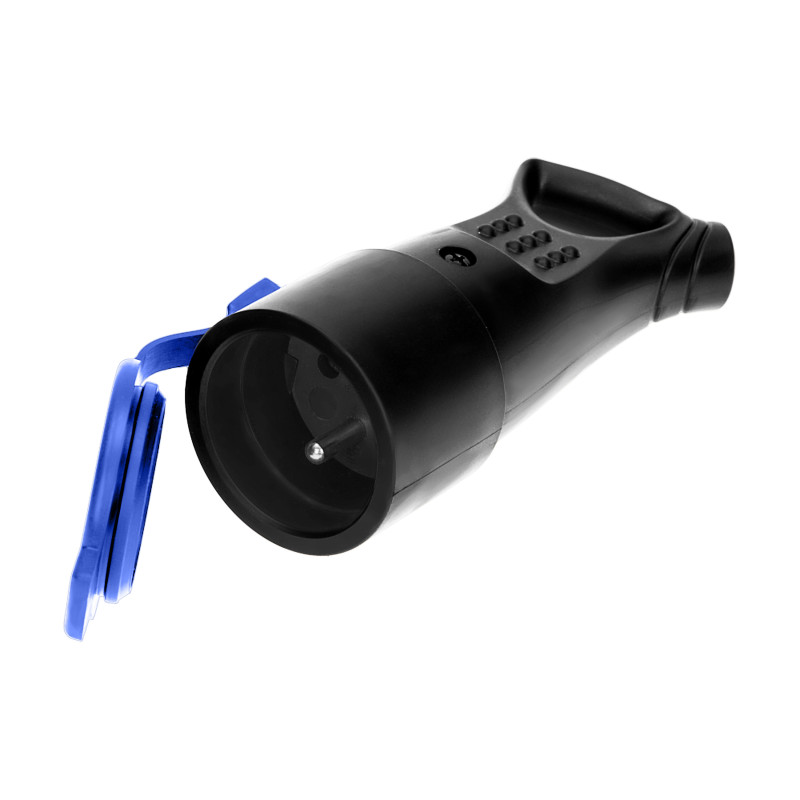 Tätningsskyddad gummikontakt 2P+Z, rak, IP44, svart