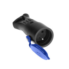 Tätningsskyddad gummikontakt 2P+Z, rak, IP44, svart