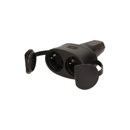 Tätt, dubbel uttag av gummi 2P+Z, IP44, Schuko-version