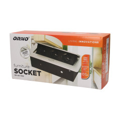 Möbeluttag infällt i bordsskiva med platt fräst kant, 3x2P+Z, silver