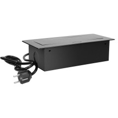 Möbeluttag infällt i bordsskivan med en platt fräst kant och en 1,5 m lång kabel, 3x2P+Z, grafit