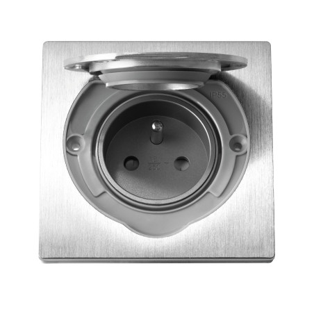 Tätningsskyddat eluttag, IP55 rostfritt stål