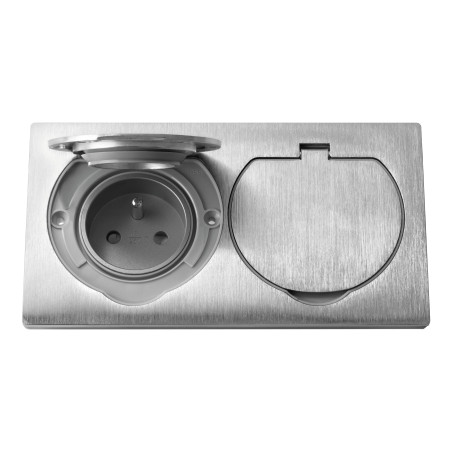 Tätt dubbel eluttag, IP55 rostfritt stål