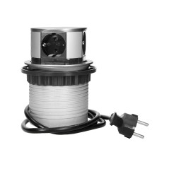 Möbeluttag med 10 cm utdragbart från bordet med 1,5 m kabel, 4x2P+Z, Schuko-version.
