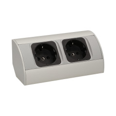 Möbeluttag utan strömbrytare, 2x2P+Z, silver, Schuko-version