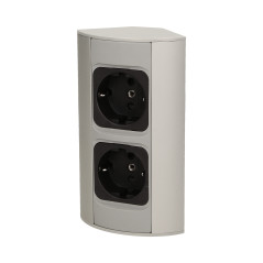 Möbeluttag utan strömbrytare, 2x2P+Z, silver, Schuko-version