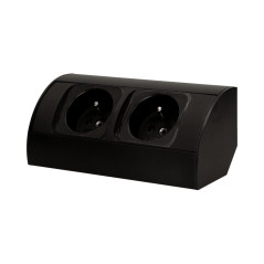 Möbeluttag utan strömbrytare, 2x2P+Z, svart