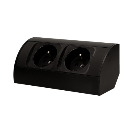 Möbeluttag utan strömbrytare, 2x2P+Z, svart