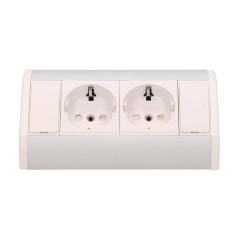 Möbeluttag 2x2P+Z, schuko, vit-silver