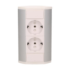 Möbeluttag 2x2P+Z, schuko, vit-silver
