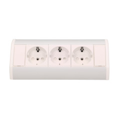 Möbeluttag 3x2P+Z, schuko, vit-silver