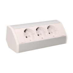 Möbeluttag 3x2P+Z, schuko, vit-silver