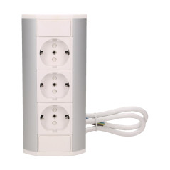 Möbeluttag 3x2P+Z, schuko, vit-silver