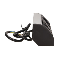 Möbeluttag 2x2P+Z med strömbrytare, Schuko, svart-silver