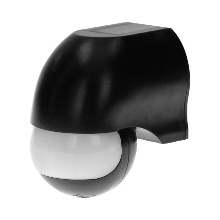 Rörelsesensor 180 grader, vertikal och horisontell justering, IP44, 1200W, svart