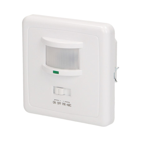 Rörelse- och ljudsensor 160 grader IP20, för dosa, 500W, min. belastning 40W.