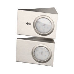 LED-under skåpsbelysningsset 2,5W, 180lm, 4000K, med beröringsfri strömbrytare, INOX