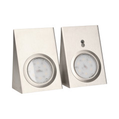 LED-under skåpsbelysningsset 2,5W, 180lm, 4000K, med beröringsfri strömbrytare, INOX