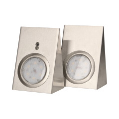 LED-under skåpsbelysningsset 2,5W, 180lm, 4000K, med beröringsfri strömbrytare, INOX