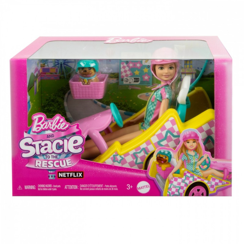 Barbie-dockan Stacie och filmfordonet go-kart