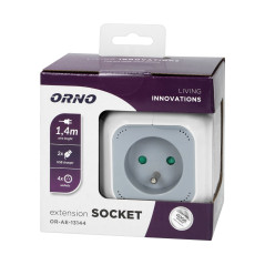 Förlängningssladd 4-vägs 2P+Z, laddare 2xUSB, 1,4m H05VV-F 3x1mm², grå-vit