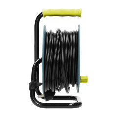 Förlängningssladd MINI, 4 uttag 2P+Z, metallstativ, polwinit H05VV-F 3x1mm?, längd 15m, limegrön, Schuko-version.