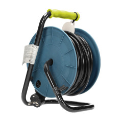 Förlängningssladd MINI, 4 uttag 2P+Z, metallstativ, polwinit H05VV-F 3x1mm?, längd 15m, limegrön, Schuko-version.