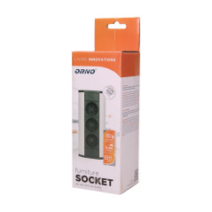 Möbeluttag 3x2P+Z, schuko, svart-silver