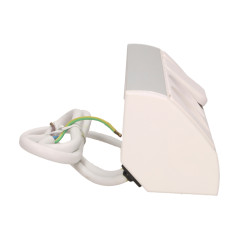 Möbeluttag 2x2P+Z med strömbrytare, Schuko, vit-silver