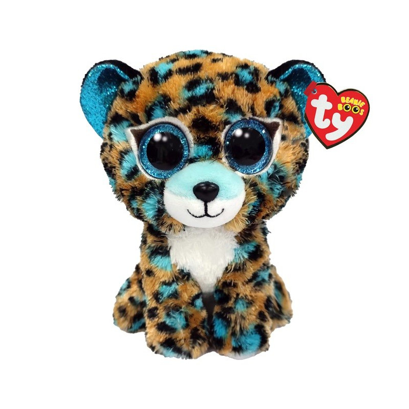 Maskot i form av en blå kobolt leopard på 15 cm