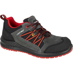 Halvskor esd mocka/oxford grafit-röd, s1 src, '45', ce, Lahti