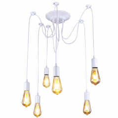 ZD74B Taklampa 6-armad vit