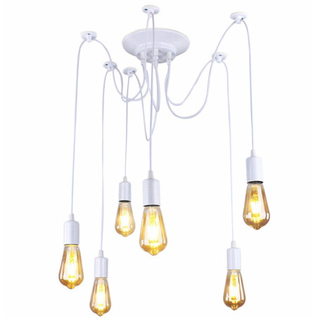 ZD74B Taklampa 6-armad vit