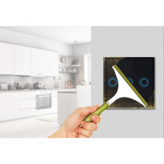 Tryckbrytare för Maclean-ljus, Trippel, Glas, Svart med rundad knappbelysning, 86x86mm, MCE705B