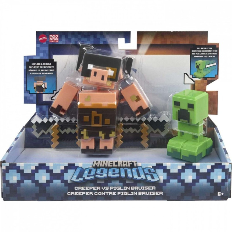Set med Minecraft-figurer: Creeper vs Piglin
