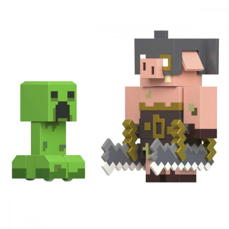 Set med Minecraft-figurer: Creeper vs Piglin