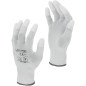 Handskar PU med fingertoppar, vita l231111p, kort, '11', CE, Lahti
