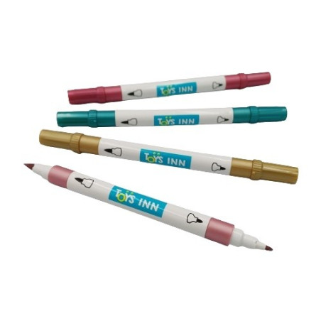 Metalliska akrylfärgpennor med två spetsar, 12 stycken.