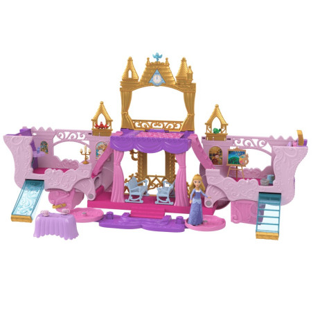 Set med Disney prinsessfigurer kaross-slott 2-i-1