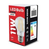 LED-glödlampa Maclean med filament, E27, 11W, 230V, varmvit 3000K, 1500lm Retro Edison dekorativ A60, MCE280