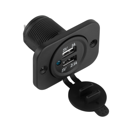 Biladdare för bil med 2xUSB för montering 3100 mA E24-godkännande