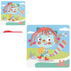 Set med plastinlerlek med en degpress.