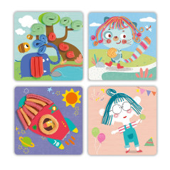 Set med plastinlerlek med en degpress.