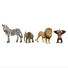 Set med 4 wild life figurer af afrikanska djur