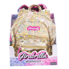 Ryggsäck med glittrande katt guld