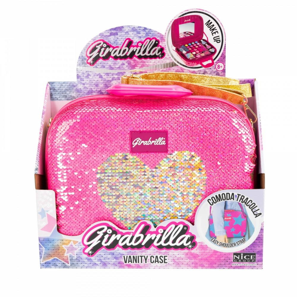 Resväska make up girabrilla rosa med guld Resväska make up girabrilla rosa med guld