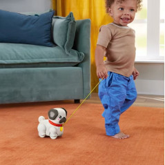 Figur av en promenerande hundvalp mops