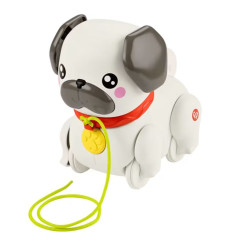 Figur av en promenerande hundvalp mops