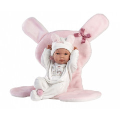 Docka i vinylbebis 35 cm Bimba med rosa kudde.